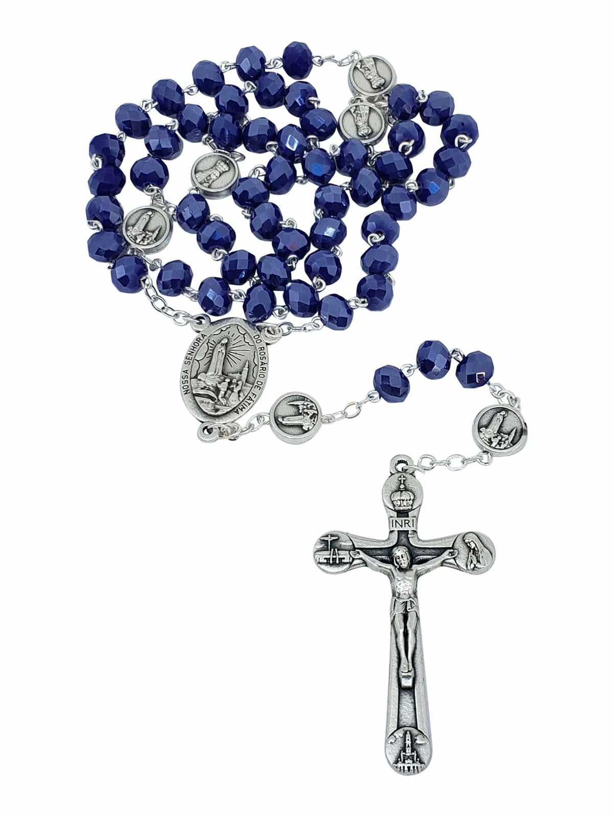Terço de Cristal Donut Azul de Nossa Senhora de Fátima Feito em Portugal-TerraCotta Arte Sacra