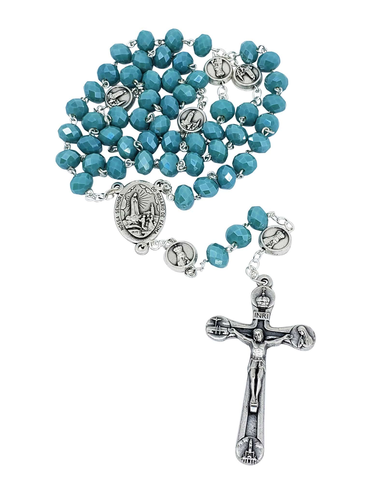 Terço de Cristal Donut Jade de Nossa Senhora de Fátima Feito em Portugal-TerraCotta Arte Sacra