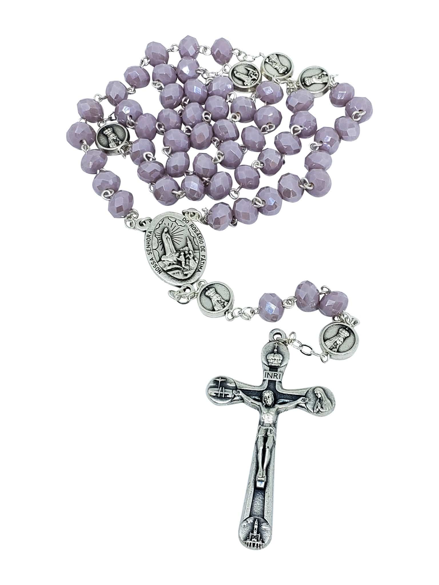 Terço de Cristal Donut Lilás de Nossa Senhora de Fátima Feito em Portugal-TerraCotta Arte Sacra