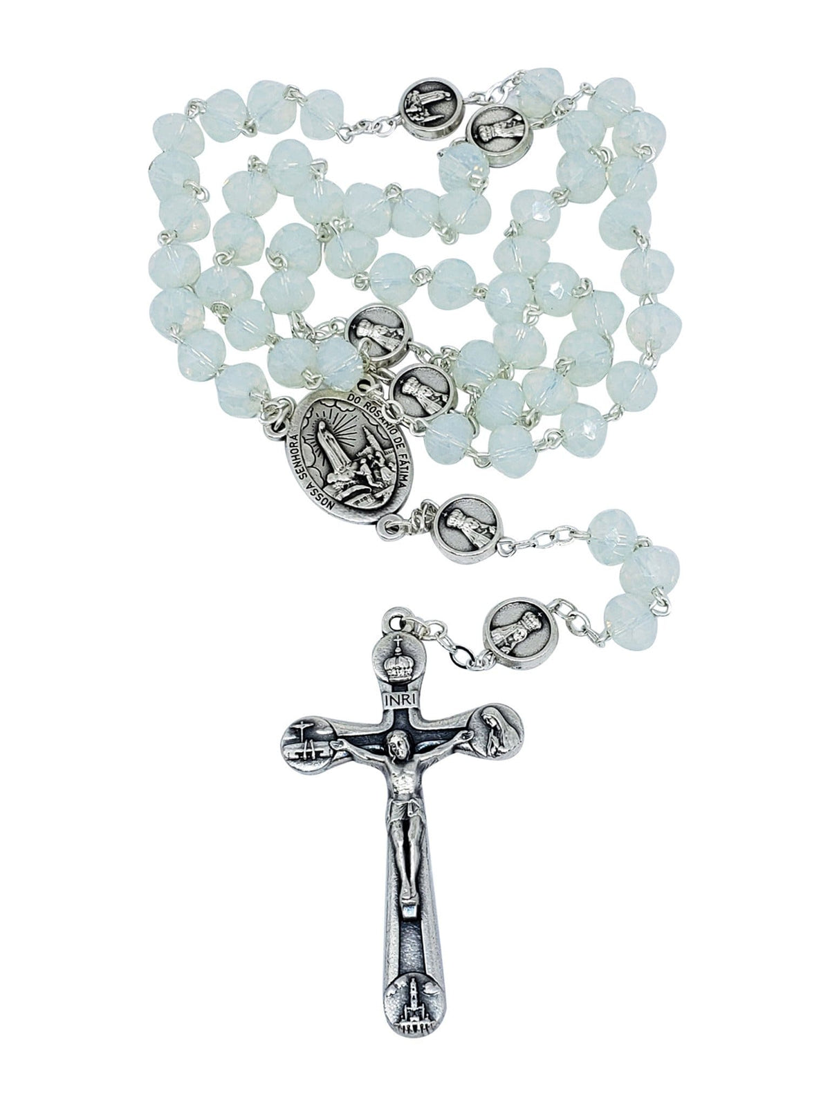 Terço de Cristal Donut Opala de Nossa Senhora de Fátima Feito em Portugal-TerraCotta Arte Sacra