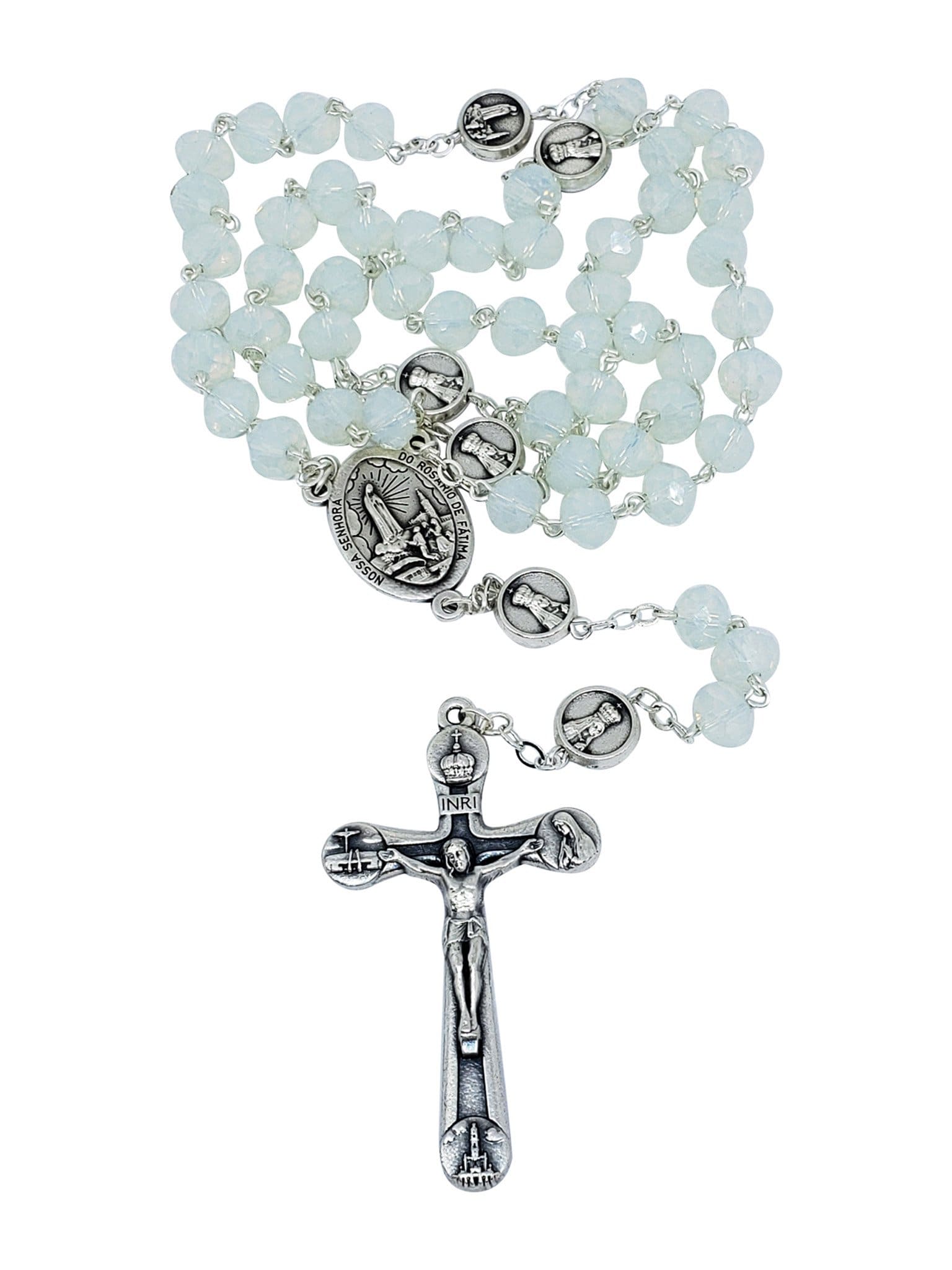 Terço de Cristal Donut Opala de Nossa Senhora de Fátima Feito em Portugal-TerraCotta Arte Sacra