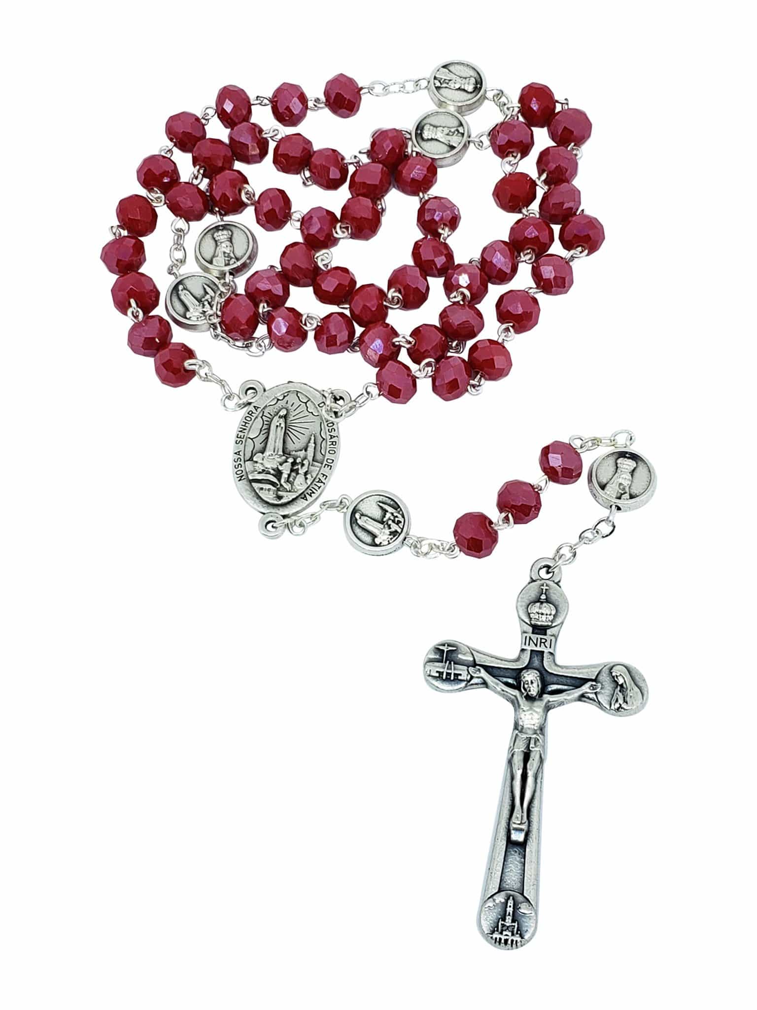 Terço de Cristal Donut Vermelho de Nossa Senhora de Fátima Feito em Portugal-TerraCotta Arte Sacra