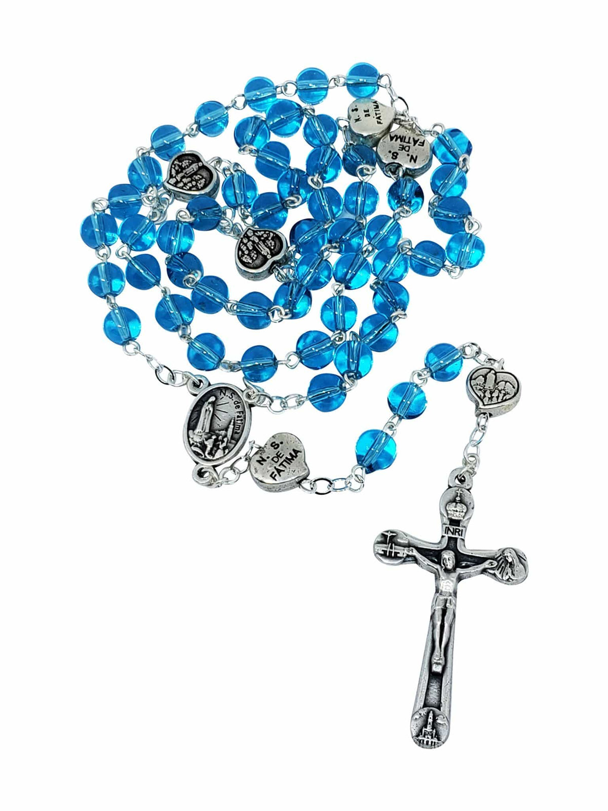 Terço de Murano Turquesa de Nossa Senhora de Fátima Feito em Portugal-TerraCotta Arte Sacra