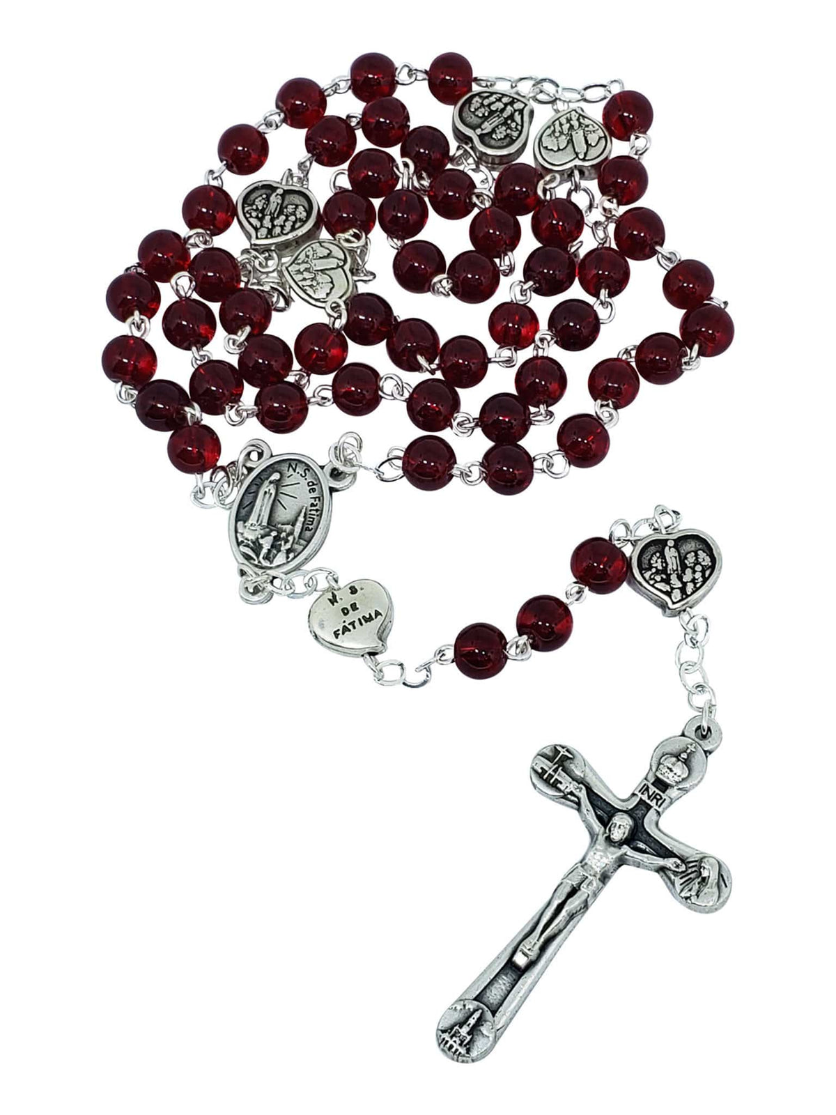 Terço de Murano Vermelho de Nossa Senhora de Fátima Feito em Portugal-TerraCotta Arte Sacra