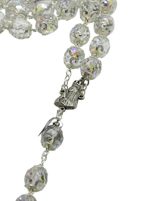 Terço de Noiva Português de Cristal Tcheco Transparente-TerraCotta Arte Sacra