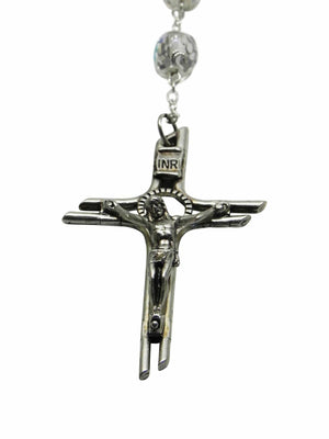 Terço de Noiva Português de Cristal Tcheco Transparente-TerraCotta Arte Sacra