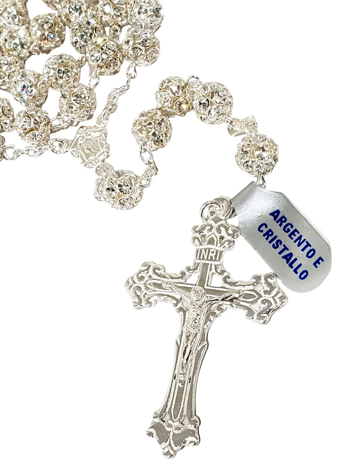 Terço de Noiva Prata com Pavé de Cristal Swarovski 8 mm-TerraCotta Arte Sacra
