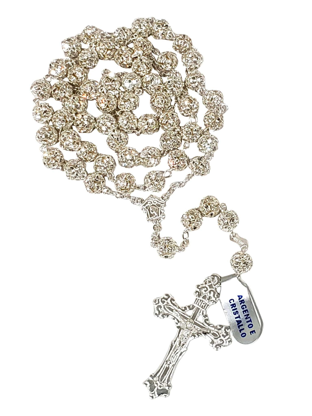Terço de Noiva Prata com Pavé de Cristal Swarovski 8 mm-TerraCotta Arte Sacra