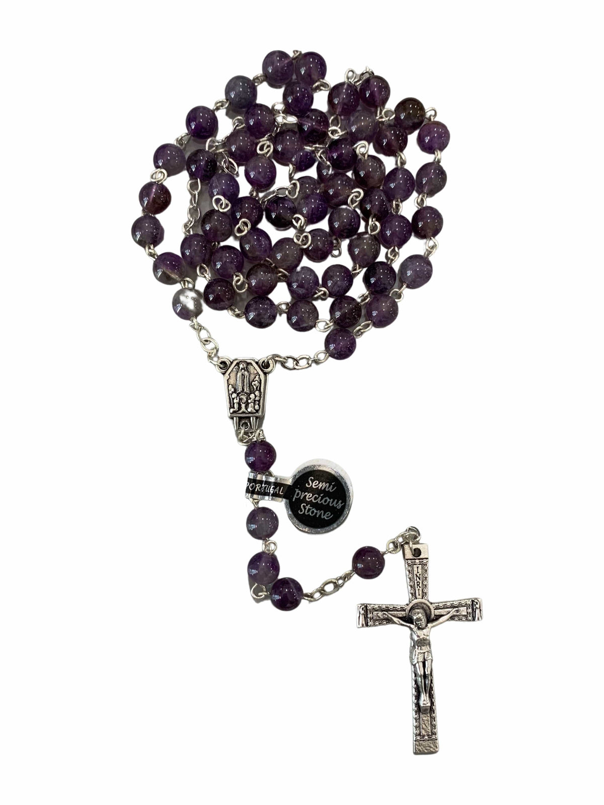 Terço de Pedra Natural Ametista-TerraCotta Arte Sacra