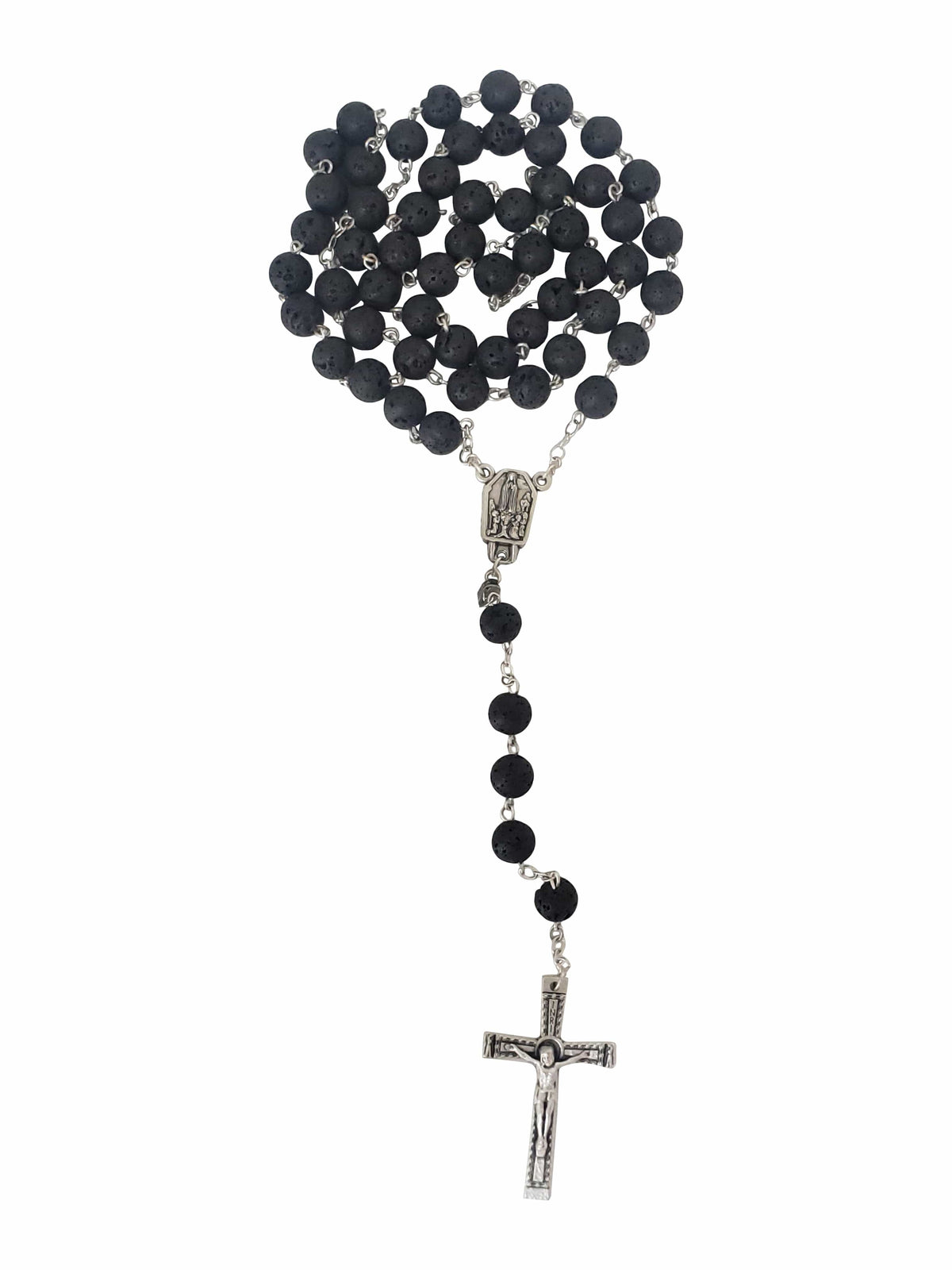 Terço de Pedra Natural Semi Preciosa Pedra Vulcânica-TerraCotta Arte Sacra