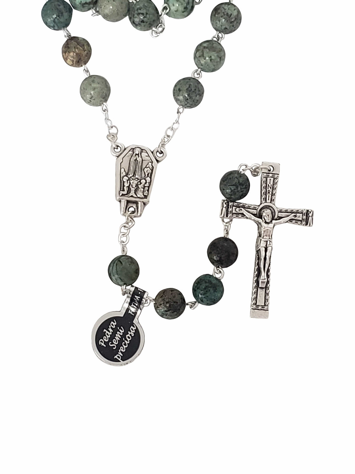 Terço de Pedra Natural Semi Preciosa Turquesa Africana-TerraCotta Arte Sacra