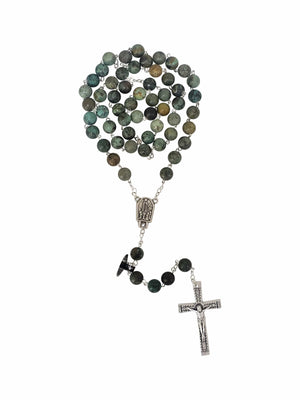 Terço de Pedra Natural Semi Preciosa Turquesa Africana-TerraCotta Arte Sacra