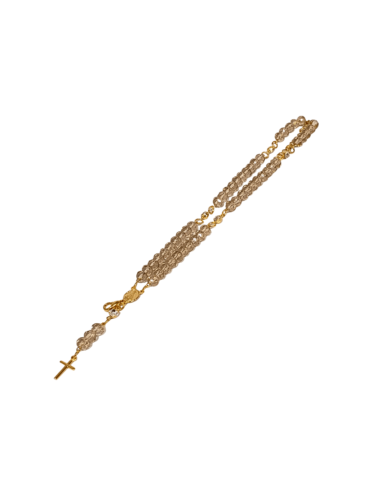 Terço de Pulso de Cristal de Vidro Champagne-TerraCotta Arte Sacra