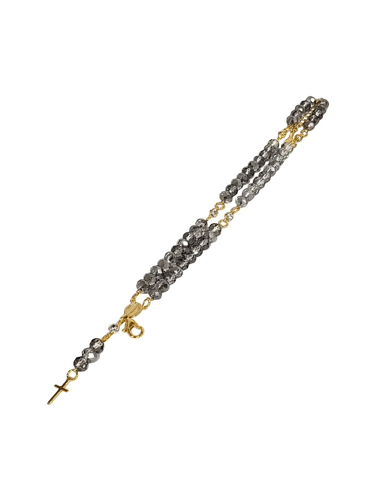 Terço de Pulso de Cristal de Vidro Fumê-TerraCotta Arte Sacra