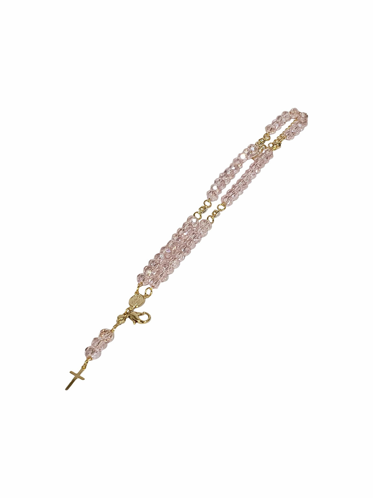 Terço de Pulso de Cristal de Vidro Rosa-TerraCotta Arte Sacra