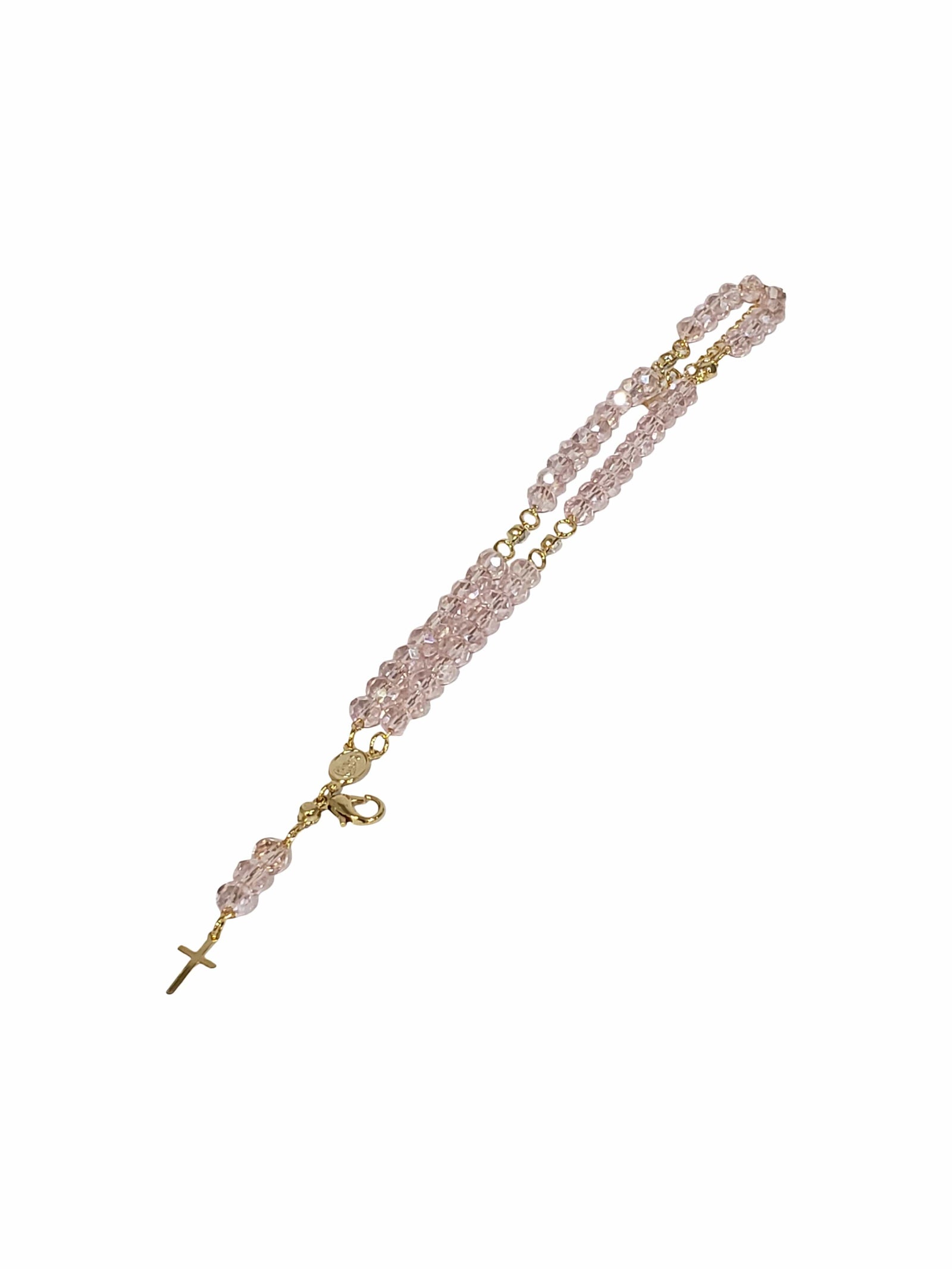 Terço de Pulso de Cristal de Vidro Rosa-TerraCotta Arte Sacra