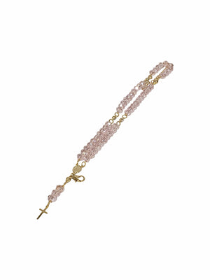 Terço de Pulso de Cristal de Vidro Rosa-TerraCotta Arte Sacra